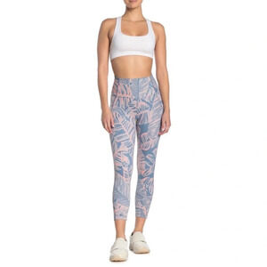 Maaji Activewear Palm Print Pink Blue Grey Crop Leggings High Rise Capri Dazeful